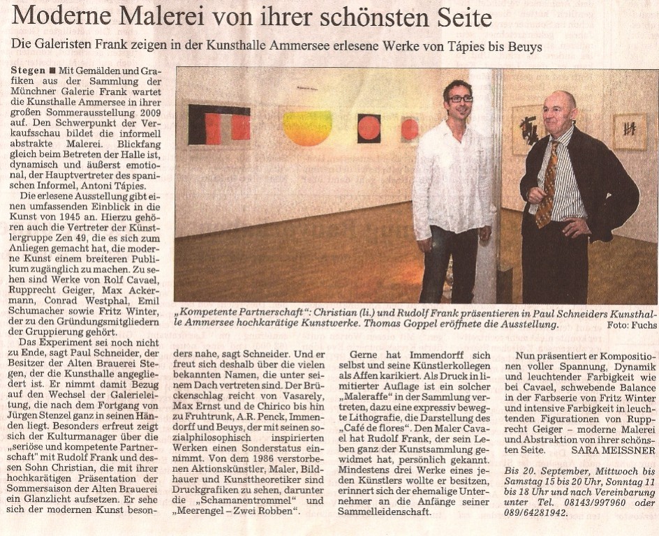 Starnberger SZ zur Ausstellung der Galerie Frank in der KunsthalleAmmersee